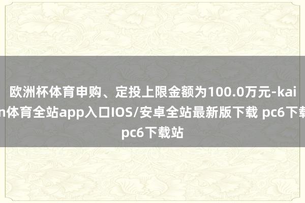 欧洲杯体育申购、定投上限金额为100.0万元-kaiyun体育全站app入口IOS/安卓全站最新版下载 pc6下载站